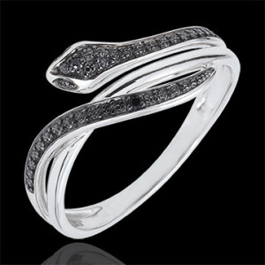 Edenly Ring Spaziergang der Sinne - Bezaubernde Schlange - WeiÃŸgold und schwar