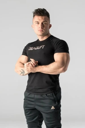 T-shirt męski slim fit METALLIC czarny