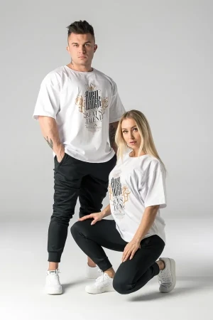 T-shirt oversize HARD WORK unisex biały