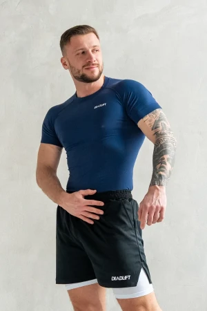 Koszulka treningowa rashguard bezszwowa męska NAVY BLUE