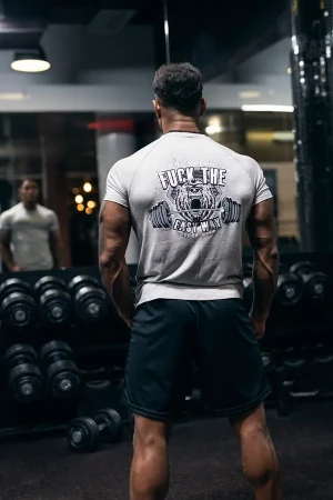 T-shirt męski slim fit BEAR szary