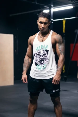 Tank top stringer męski ALPHA MALE ecru