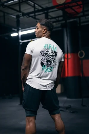 T-shirt męski slim fit ALPHA MALE ecru