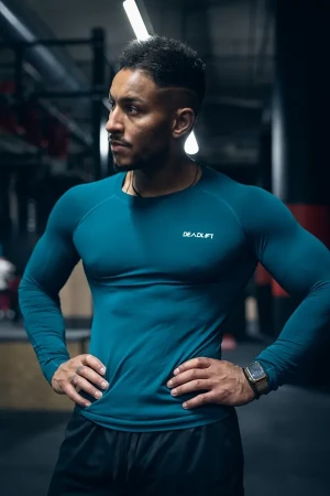 Rashguard bezszwowy męski z długim rękawem BOTTLE GREEN