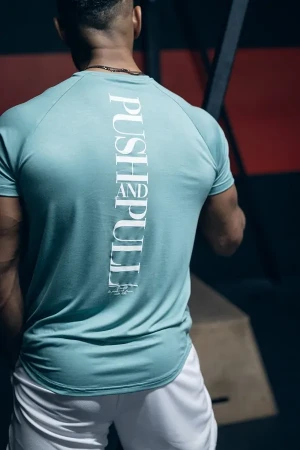 T-shirt męski slim fit PUSH PULL mięta