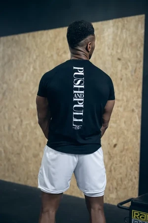 T-shirt męski slim fit PUSH PULL czarny