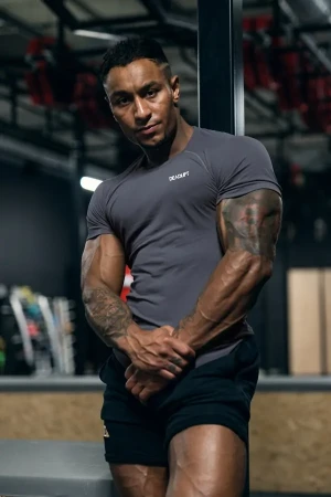 Koszulka treningowa rashguard bezszwowa męska GRAY