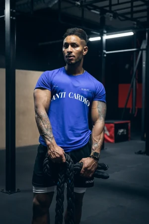 T-shirt męski slim fit CARDIO kobalt