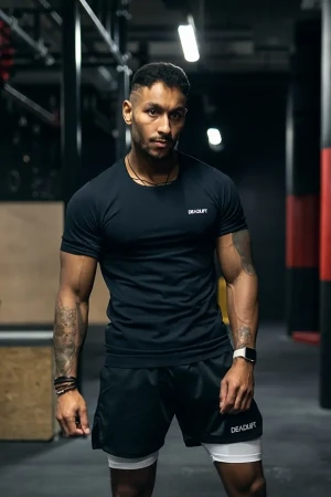 T-shirt techniczny szybkoschnący sportowy męski BLACK