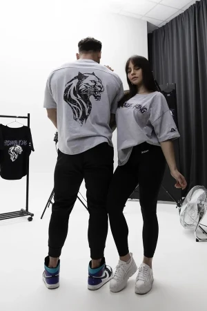 T-shirt oversize STAY AESTHETIC szary