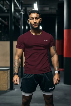 T-shirt techniczny szybkoschnący sportowy męski BURGUNDY