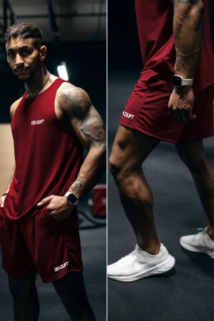 Zestaw treningowy DEADLIFT bokserka + spodenki bordo