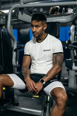 T-shirt męski z kontrastową lamówką DEADLIFT ecru