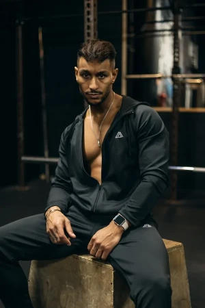 Bluza dresowa męska rozpinana z kapturem czarna