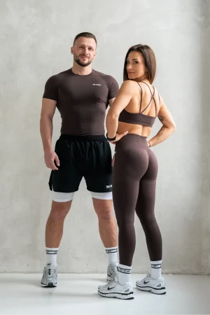 Zestaw matchy matchy: legginsy + rashguard CHOCOLATE BROWN