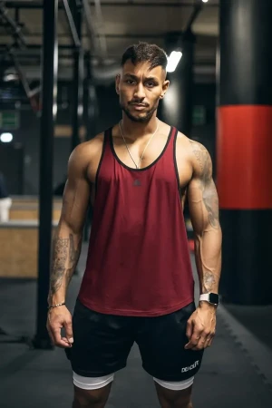 Tank top męski z kontrastową lamówką DEADLIFT bordo