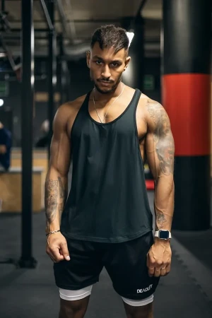 Tank top męski z kontrastową lamówką DEADLIFT butelkowa zieleń