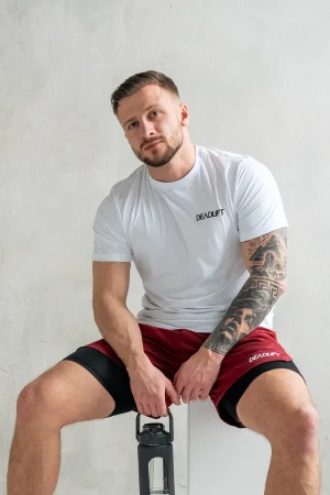 Koszulka techniczna treningowa męska DEADLIFT biała