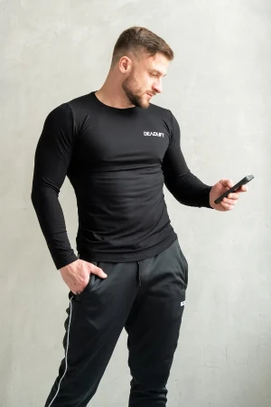 Longsleeve męski muscle fit NOIR czarny