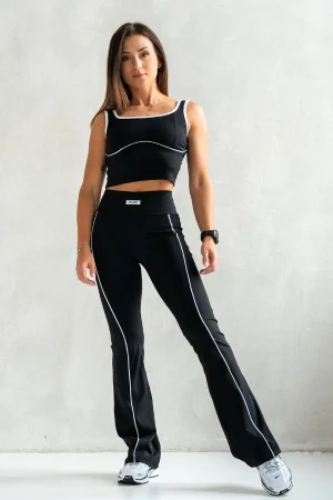 Dzwony sportowe z białymi lamówkami NOIR czarne