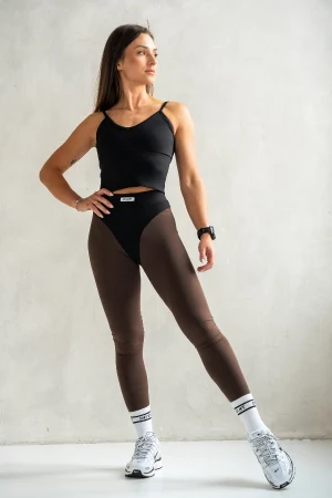 Legginsy sportowe damskie ICON FIT brąz