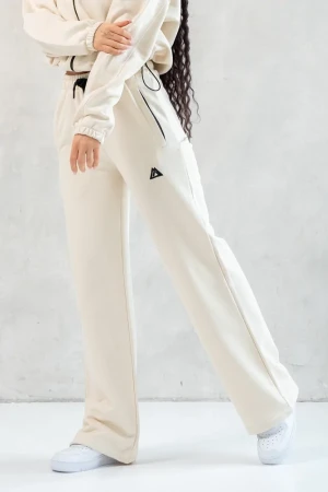 Szerokie spodnie dresowe damskie CREAM kremowe