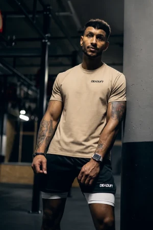 T-shirt męski bawełniany NUDE beżowy