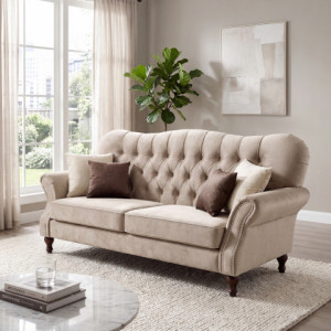 Luksusowa Sofa dwuosobowa pikowana glamour Chesterfield BOGOTA