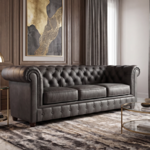 Trzyosobowa pikowana Sofa Glamour Chesterfield SOLARIS 3