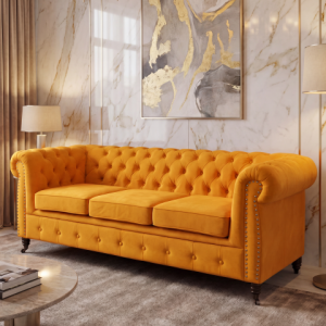 Sofa trzyosobowa pikowana Chesterfield VINCENT