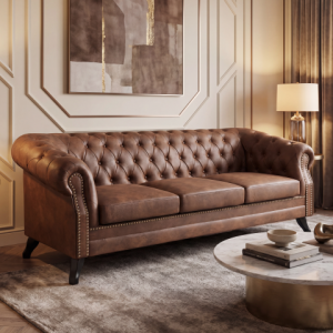 Nowoczesna Sofa trzyosobowa pikowana Chesterfield GOWEL