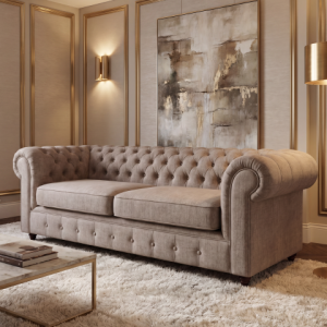 Stylowa sofa trzyosobowa pikowana Chesterfield VALENCIA
