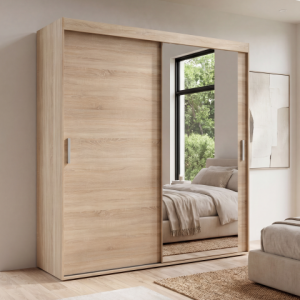 Designerska szafa przesuwna dwudrzwiowa lustrem HAMAL - 135x220x54