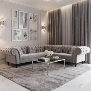 Luksusowy Narożnik sześcioosobowy pikowany Chesterfield PORTO