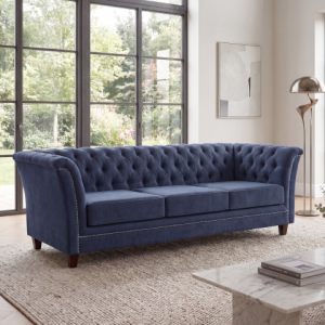 Luksusowa Sofa trzyosobowa z funkcją spania pikowana Chesterfield HASSO