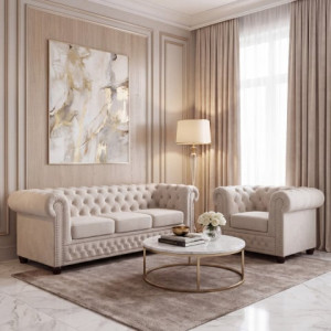 Zestaw mebli pikowanych Chesterfield 3+1 FELIX