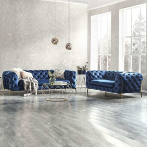 Solidny Zestaw mebli pikowanych glamour luksusowy 3+2 TEO HIGH