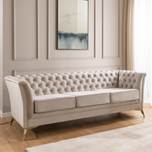 Elegancka sofa trzyosobowa pikowana Chesterfield HASSO BIS