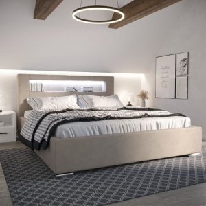 Nowoczesne łóżko tapicerowane PRESTIGE LED