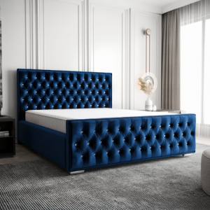 Solidne Łóżko tapicerowane z krzystałkami Glamour MORI