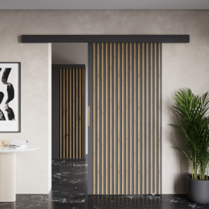 Nowoczesne Drzwi przesuwne naścienne z lamelami PRIMA