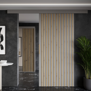Nowoczesne Drzwi przesuwne sufitowe z lamelami AROMA