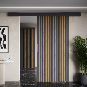 Nowoczesne Drzwi przesuwne sufitowe z lamelami PRIMA