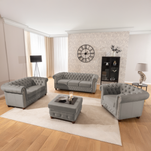 Solidny Zestaw mebli pikowanych Chesterfield 3+2+1 FELIX BLINK