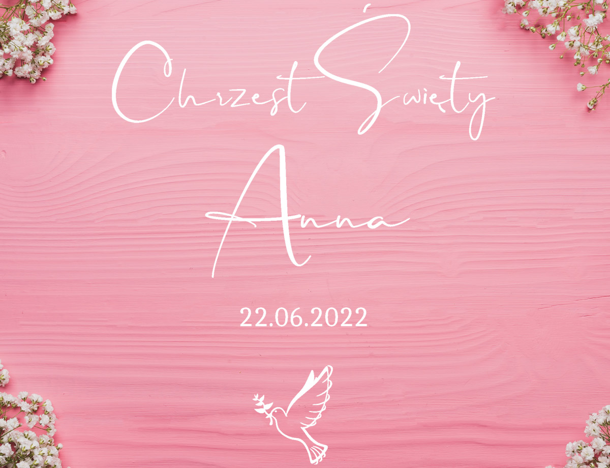 Naklejka na Chrzest Święty personalizowana, z gołębiem