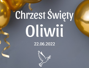 Naklejka na Chrzest Święty z imieniem, datą i gołąbkiem