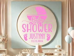 Naklejka na Baby Shower, z imieniem i datą