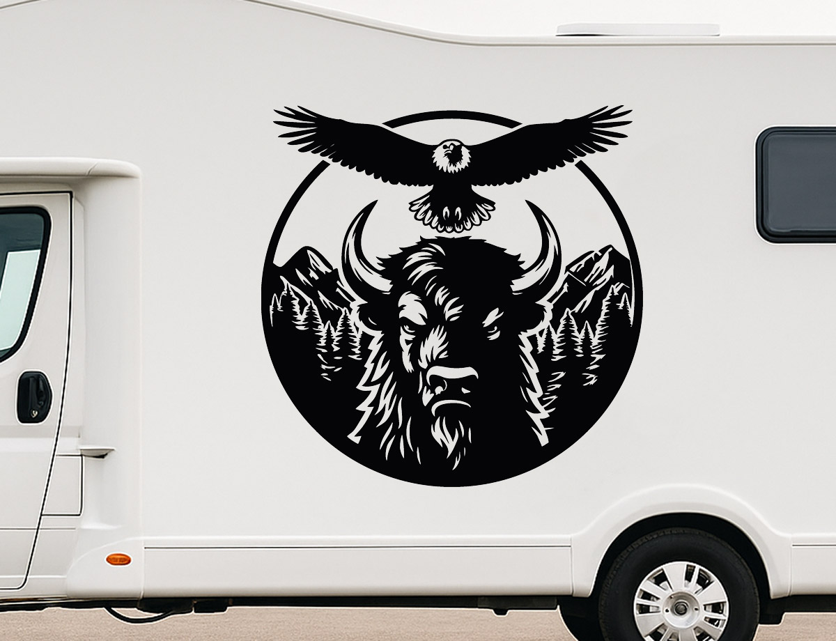 Naklejka na Kampera Żubr - Dekoracja Vanlife, Naklejki Podróżnicze