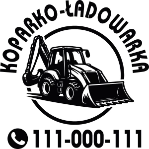 Naklejka Emblemat na Samochód: Koparko-Ładowarka z Twoim Telefonem