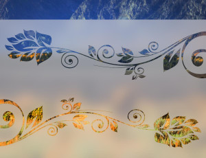 Roślinny Ornament Kwiatowy - folia na okno o efekcie mrożonego szkła